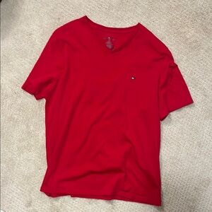 Tommy Hilfiger Men's Red V-Neck Shirt